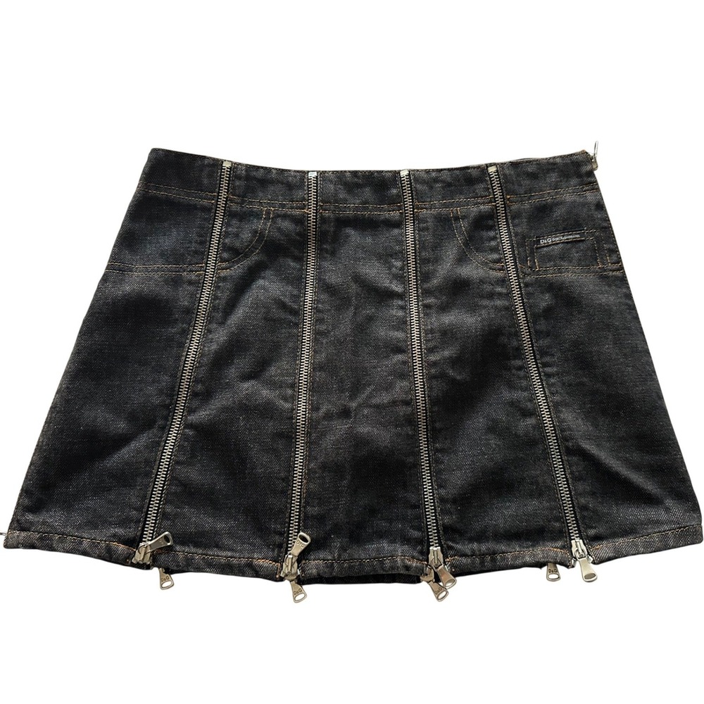 VTG D&G Dolce & Gabbana Multi-Zip Denim Mini Skirt IT 40‎ Archive Y2K Medium
